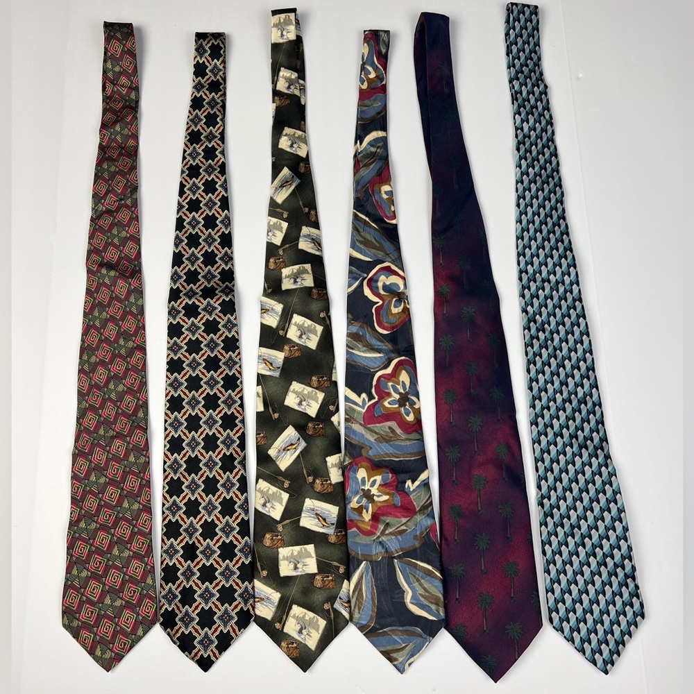 Vintage Lot Of 6 Neckties Silk Assorted Brand Pre owned
